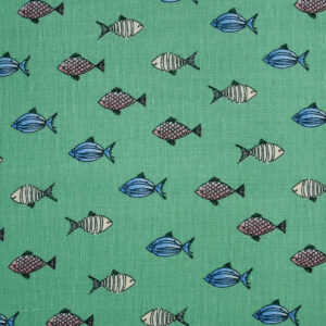 Green Base Fish Print Fabric (FC-137)