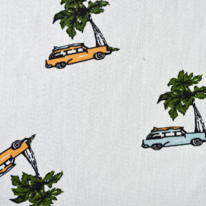 White Base Car Print Fabric (FC-346)