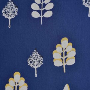 Viscose Blue Base Leaf Print Fabric (FC-136)