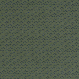 Cotton Olive Base Blue Print Fabric (FC-159)