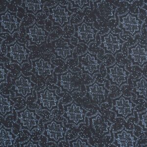 Cotton Black Base Blue Print Fabric (FC-171)