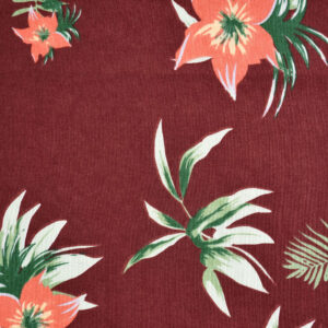 Maroon Base Leaf Print Fabric (FC-341)