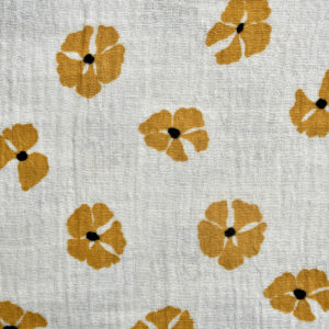 Cotton Beige Flower Print Fabric (FC-511)