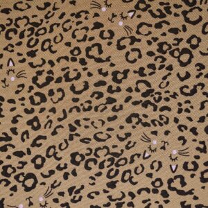 Viscose Khaki Color Base Cat Print Fabric (FC-641)
