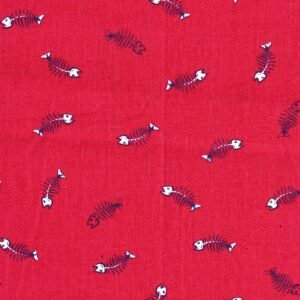 Cotton Red Fish Print Fabric (FC-OA129)