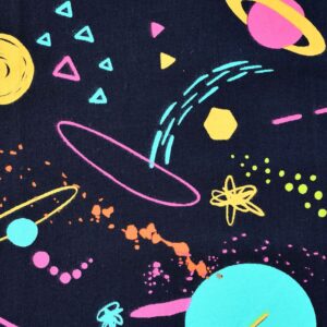 Cotton Black Base Galaxy Print Fabric (FC-OA226)