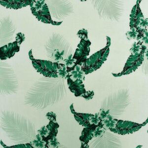 Viscose Basil Green Leaf Print Woven Fabric (FC-R2577)